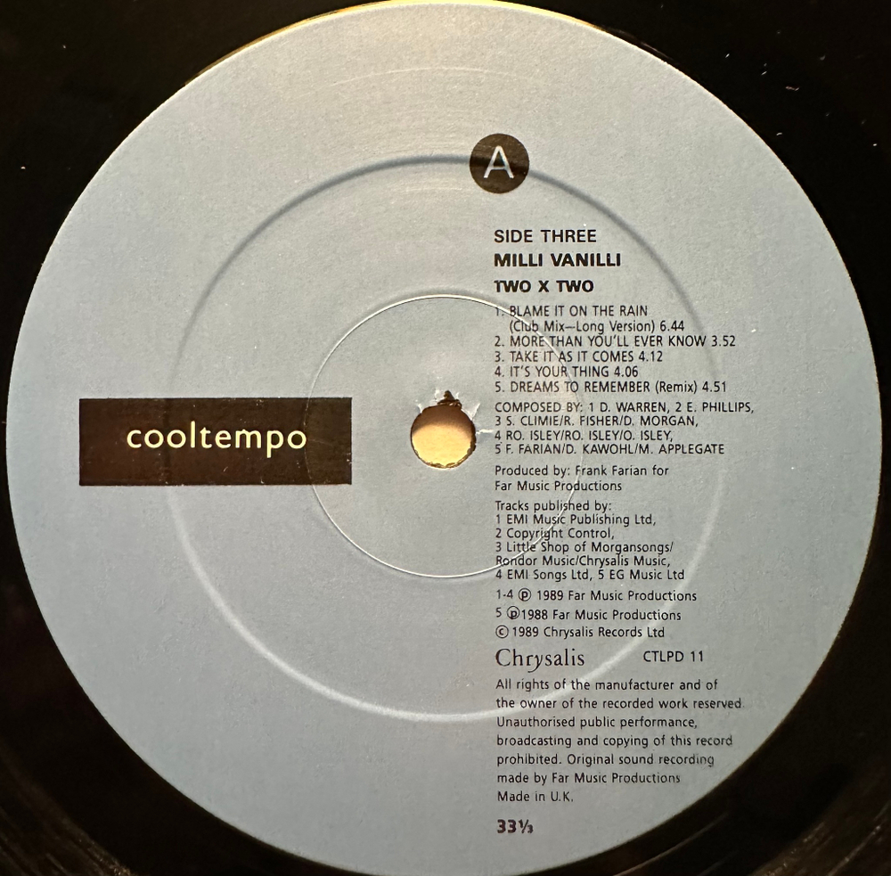Milli Vanilli - 2 x 2 (Англия 1989г.) 2LP