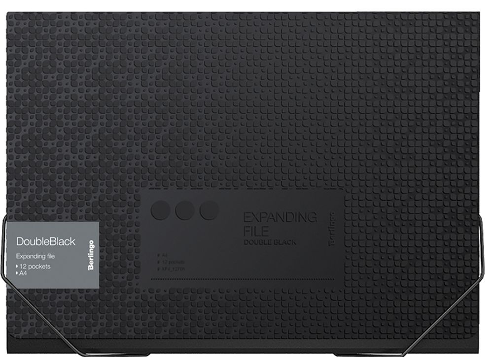 Папка на резинке Berlingo DoubleBlack, 12 отделений, А4, черная