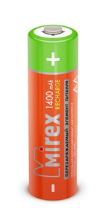 Аккумулятор AA (HR6) 1400 мАч Mirex Ni-Mh (Цена за упаковку 2 штуки)