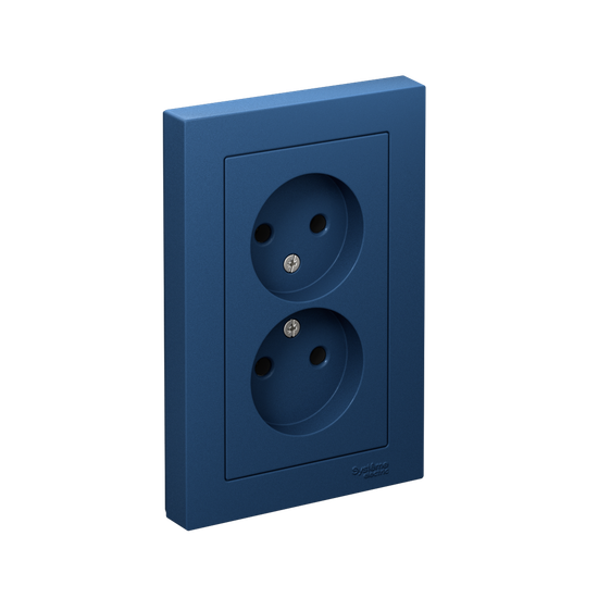 Розетка 2-м AtlasDesign 16А без заземл в сборе аквамарин SE ATN001120