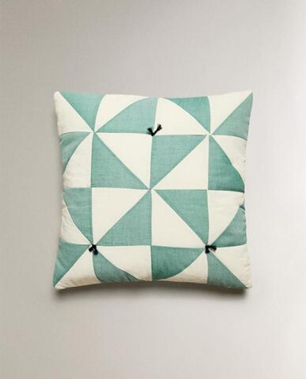 ZARA HOME ДЕТСКАЯ СТЕГАНАЯ НАВОЛОЧКА, ЗЕЛЕНЫЙ