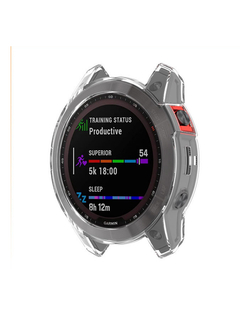 Защитный бампер чехол для часов Garmin Fenix 7X, Tactix 7 / 7 Pro, Enduro 2 силиконовый (Прозрачный)