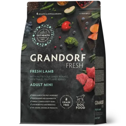 Grandorf Fresh, Fresh Lamb, Adult Mini для собак мелких пород (Свежее мясо ягненка с бататом)