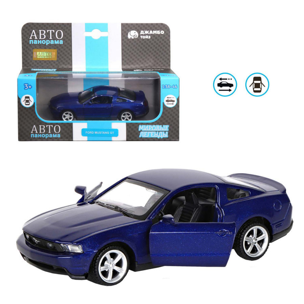 Модель 1:43 Ford Mustang GT, синий, откр. двери