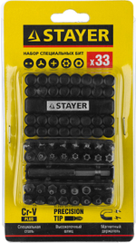 STAYER 33 шт, набор специальных бит с магнитным адаптером (26084-H33)