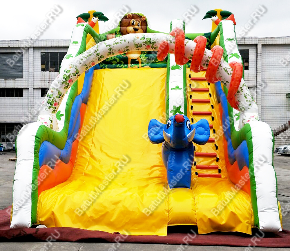 Надувной батут-горка "Тропический микс" 8*5*6 м