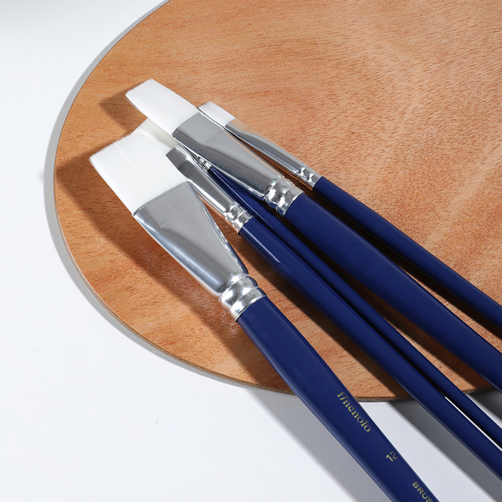 Набор кистей DELI "Finenolo", №4, плоская, березовая ручка 32 см, 6 штуки в уп., синтетика