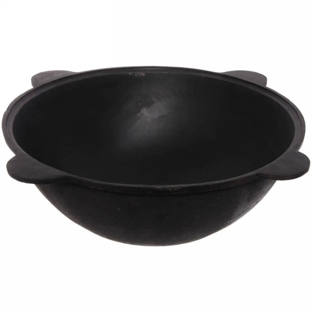 Казан чугунный 6 литров с крышкой с плоским дном