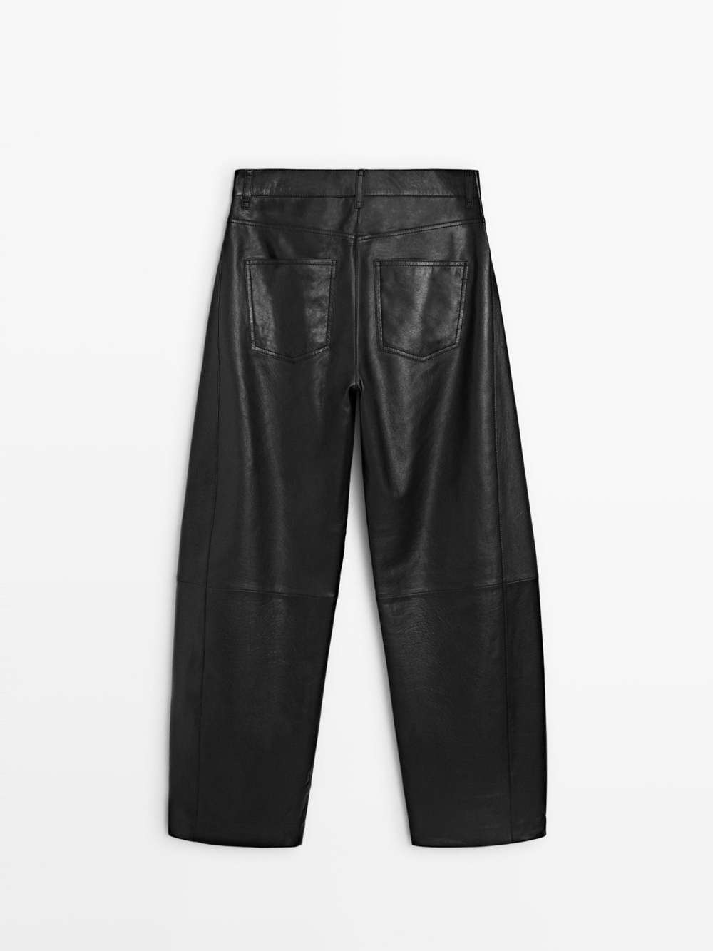 Massimo Dutti Брюки-баллоны из кожи наппа, черный