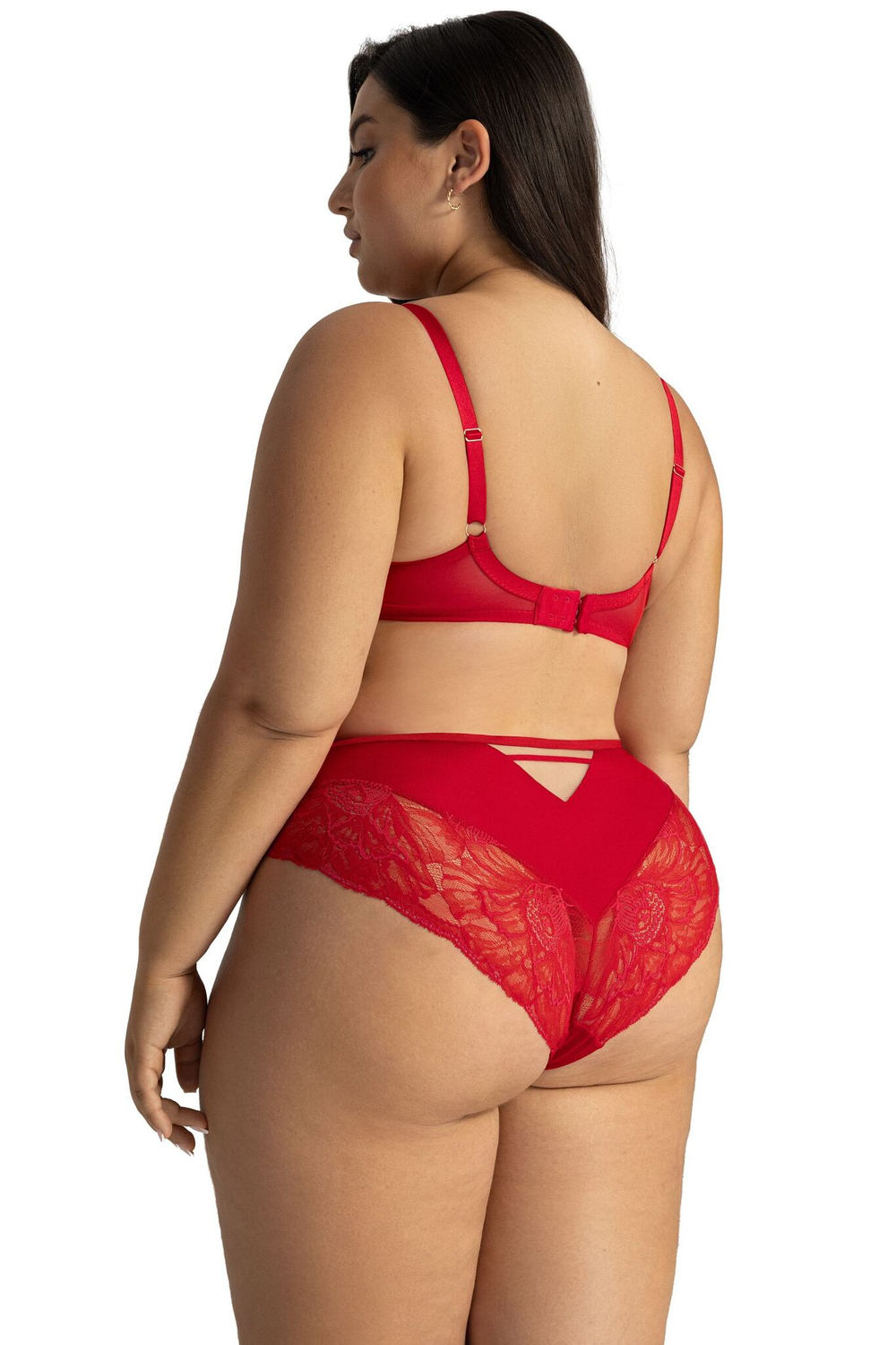 Трусики-бразилиана со средней линией талии Grace (Размер: XL) (Цвет: красный)