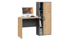 Стол письменный с полками и шкафом Графит Серый/Дуб Крафт Золотой 133,4х50х135 см