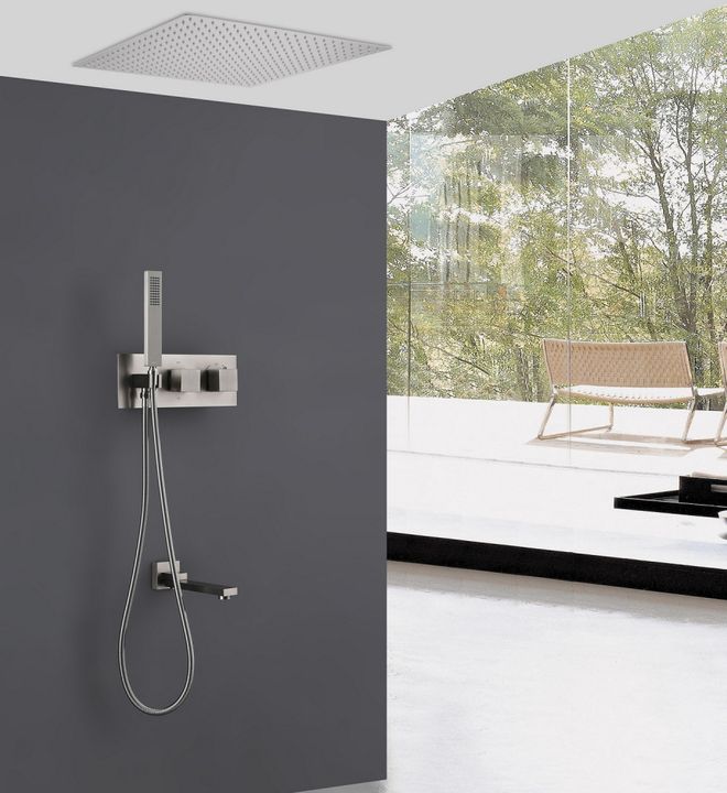 Душевая система ABBER Daheim AF8254SP скрытого монтажа с изливом, термостат, сатин