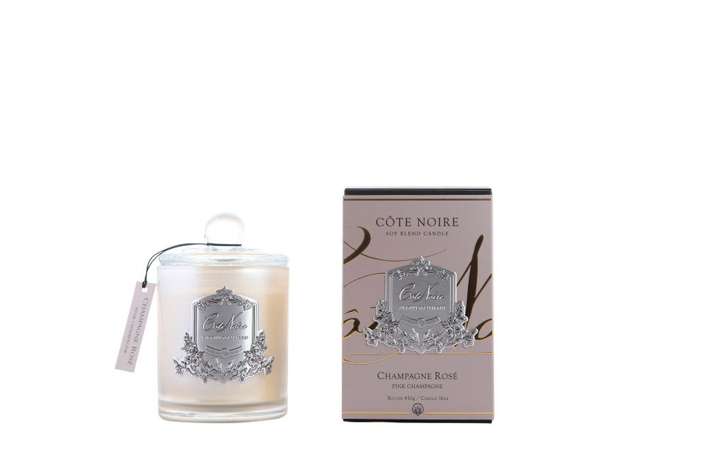 Свеча 450г в серебряном стаканчике Cote Noire Champagne Rose