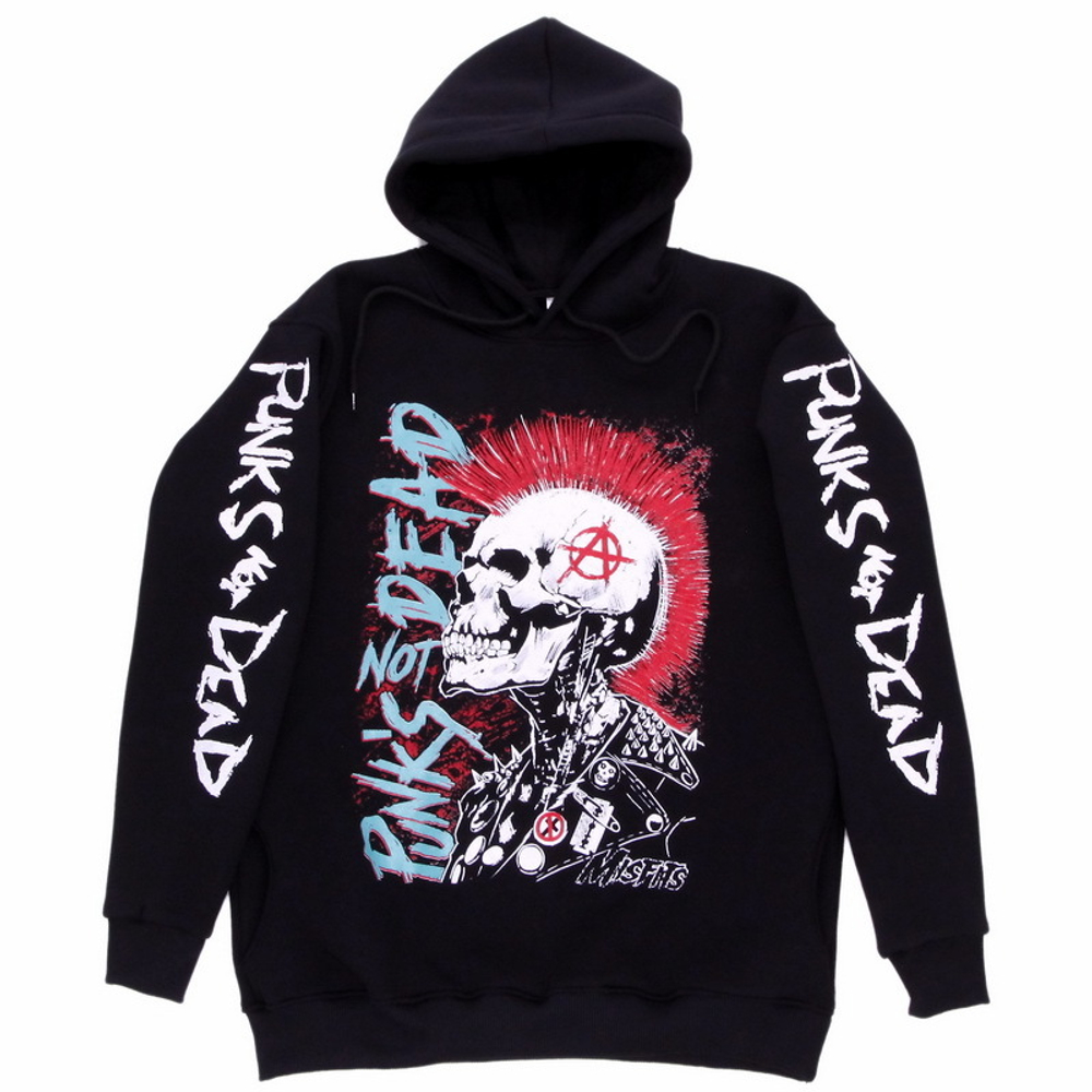 Толстовка худи Punks Not Dead скелет панка (088)