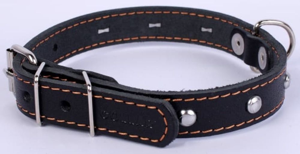 Ошейник одинарный с украшением, черный (ширина 20мм, длина 32-40см)  Collar