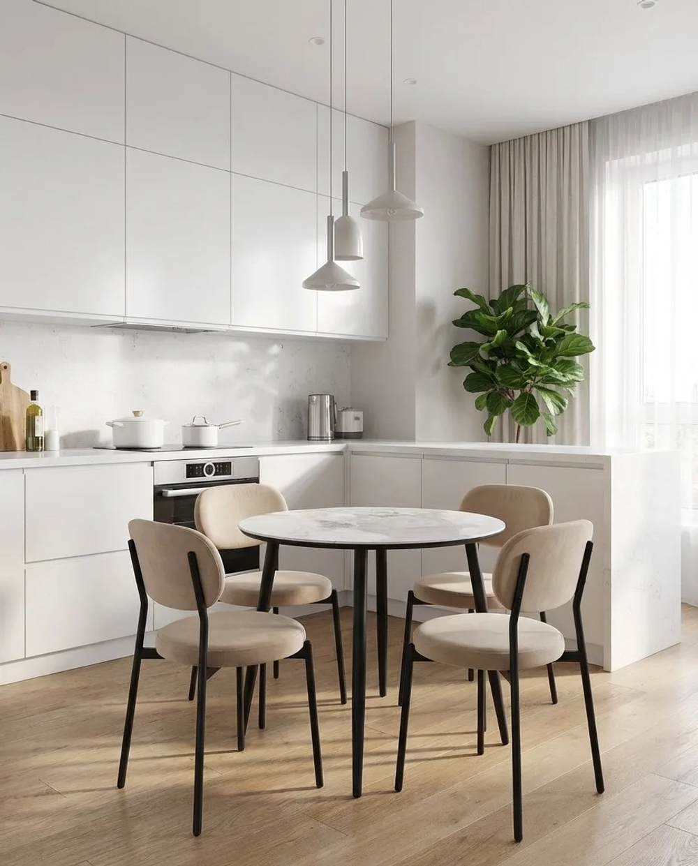 Стол МИЛТОН D89 PANDORA LIGHT  122 BG, керамика / Черный каркас М-City
