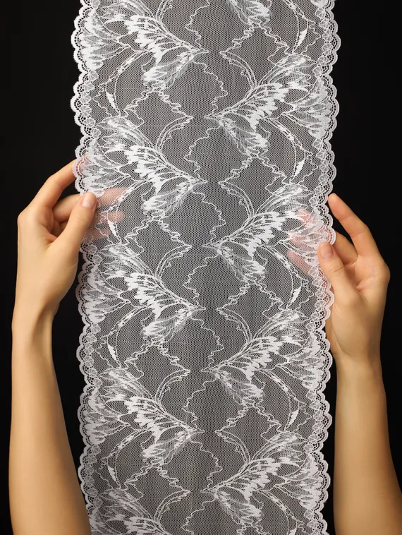 03-293 ОПТ Кружево эластичное 22 см, белый 001