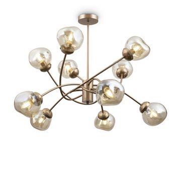 Люстра на штанге 10*E14 FR8017PL-10MG матовое золото/янтарный Volani Freya