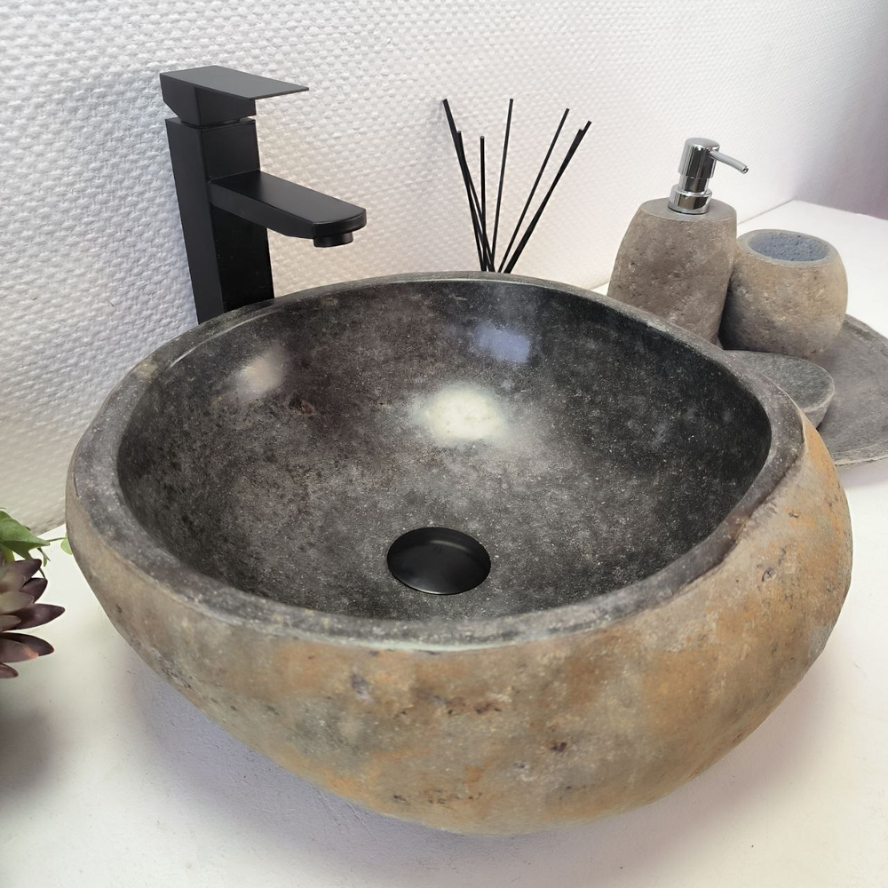 Раковина из речного камня RS-63475 (40*41*15) 0122