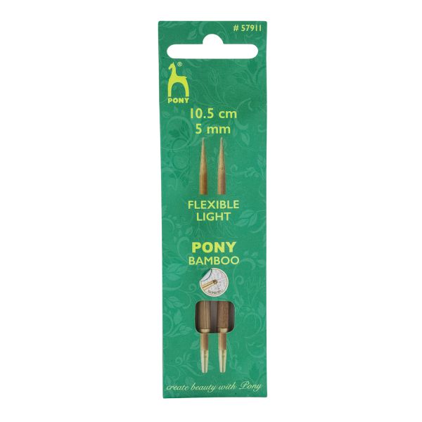 Спицы съемные Pony Bamboo ⌀5.0 мм, 10.5 см, бамбук, 2 шт, 57911
