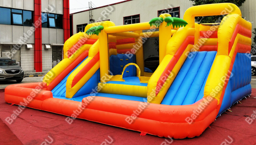 Надувной батут-горка "Тропический рай" 7*6*3,5 м