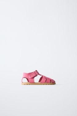 ZARA КОЖАНЫЕ САНДАЛИИ, РОЗОВЫЙ