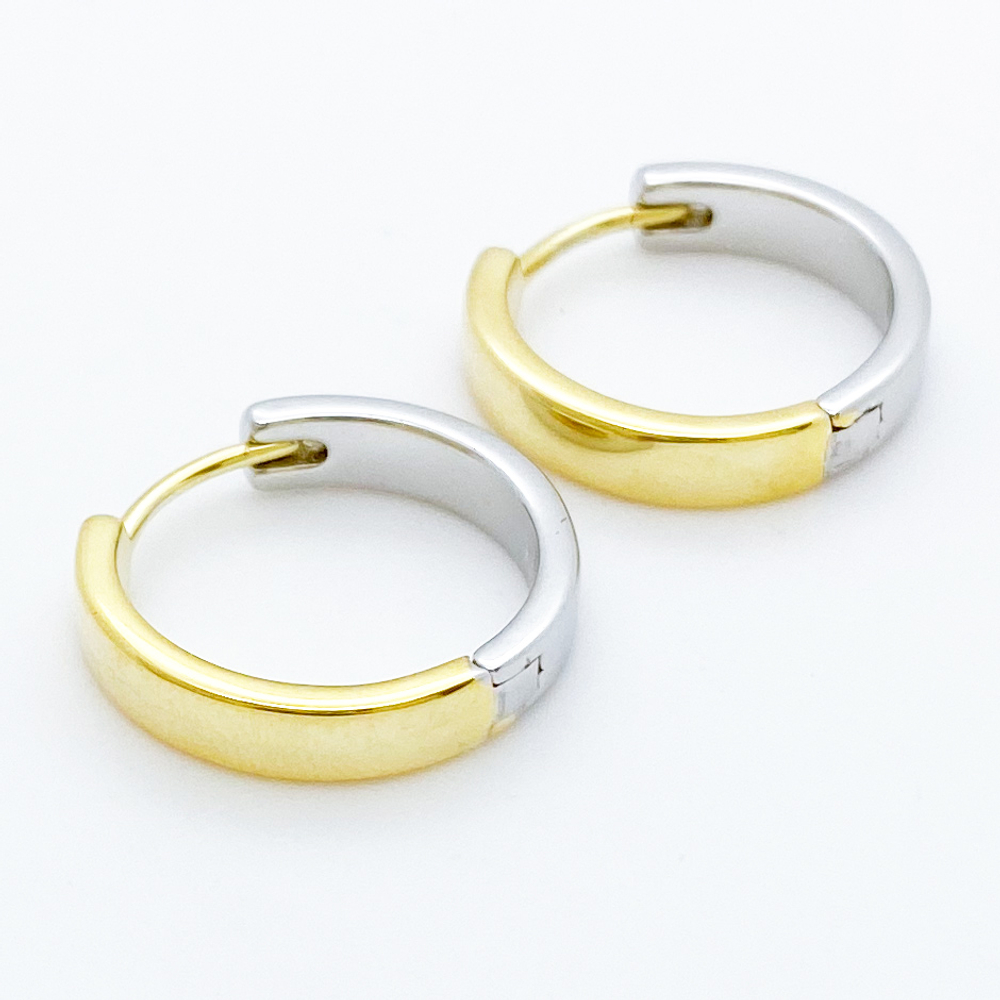 Швензы-кольца, позолота и родиевое покрытие (биколор), размер 18 мм, цена за пару