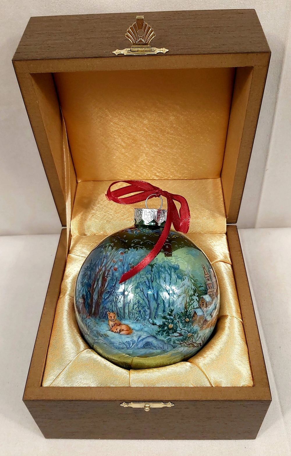 Шар новогодний с ручной росписью Палех "Снегурочка" в футляре