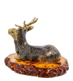 Народные промыслы AM-2056 Фигурка «Олень» (латунь, янтарь)