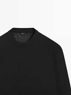 Massimo Dutti Вязаный свитер оверсайз, черный