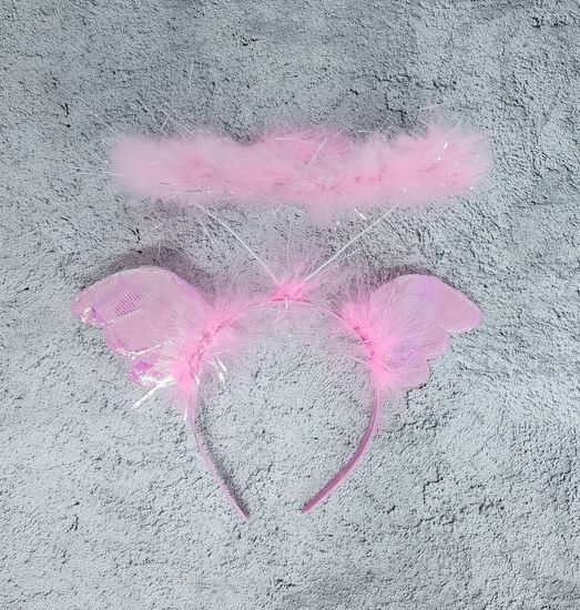 Ободок для волос Нимб с крыльями, розовый