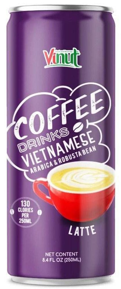Негазированный Напиток Винут со вкусом кофе Латте / Vinut Late Coffee drink Vietnamese 0.25 - банка