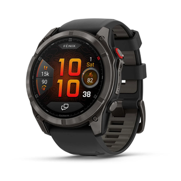 Умные часы Garmin Fenix 8 PRO, 51 мм, AMOLED, Sapphire, Carbon Gray DLC Titanium with Black/Pebble Gray Silicone Band