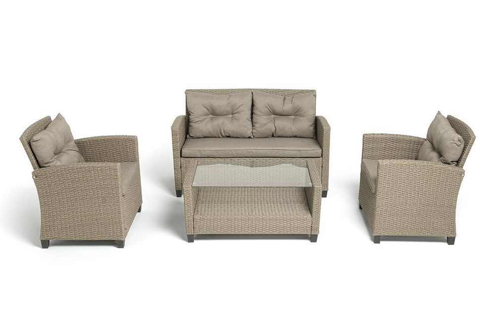 "Филадельфия" лаунж-зона из искусственного ротанга, цвет соломенный