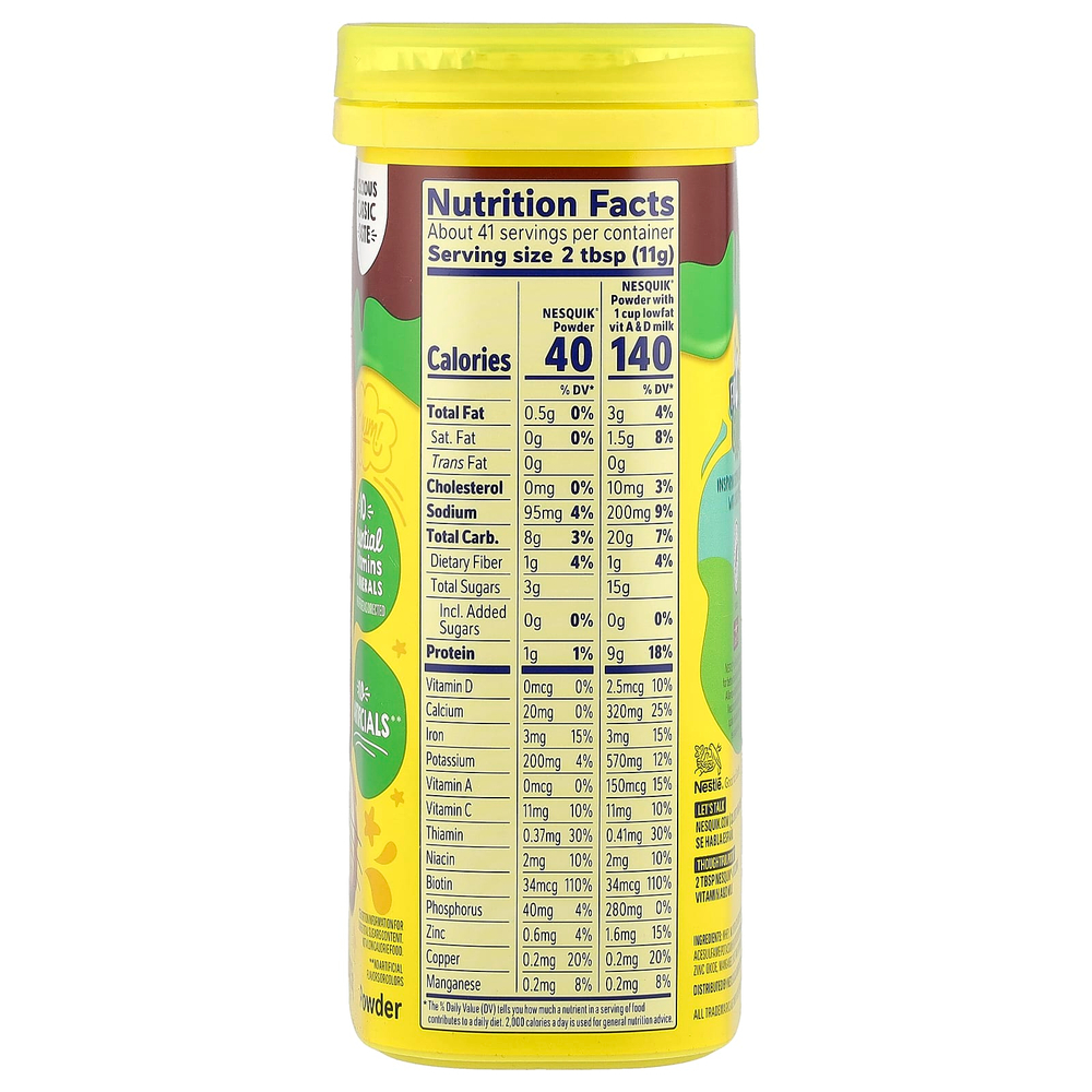 Nesquik, Nestle Powder, какао-порошок с шоколадным вкусом, без добавления сахара, 453,5 г (16 унций)