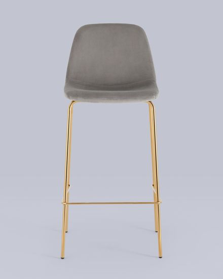 Стул барный Валенсия SN велюр серый золотые ножки