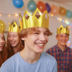 Корона фольгированная малая золотая 6шт