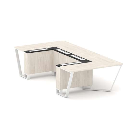 Steel Meet Стол переговорный П-образный KMK-PR.B.SP-07P Денвер Светлый/Графит Глянец/Металл Белый 16