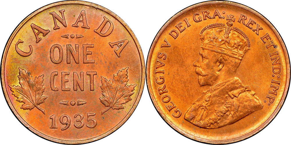 Канада 1 цент, 1920-1936 Король Георг V XF