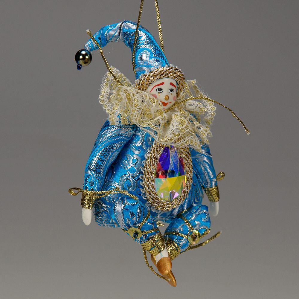 Ёлочная игрушка Гном-Самоцвет парчовый