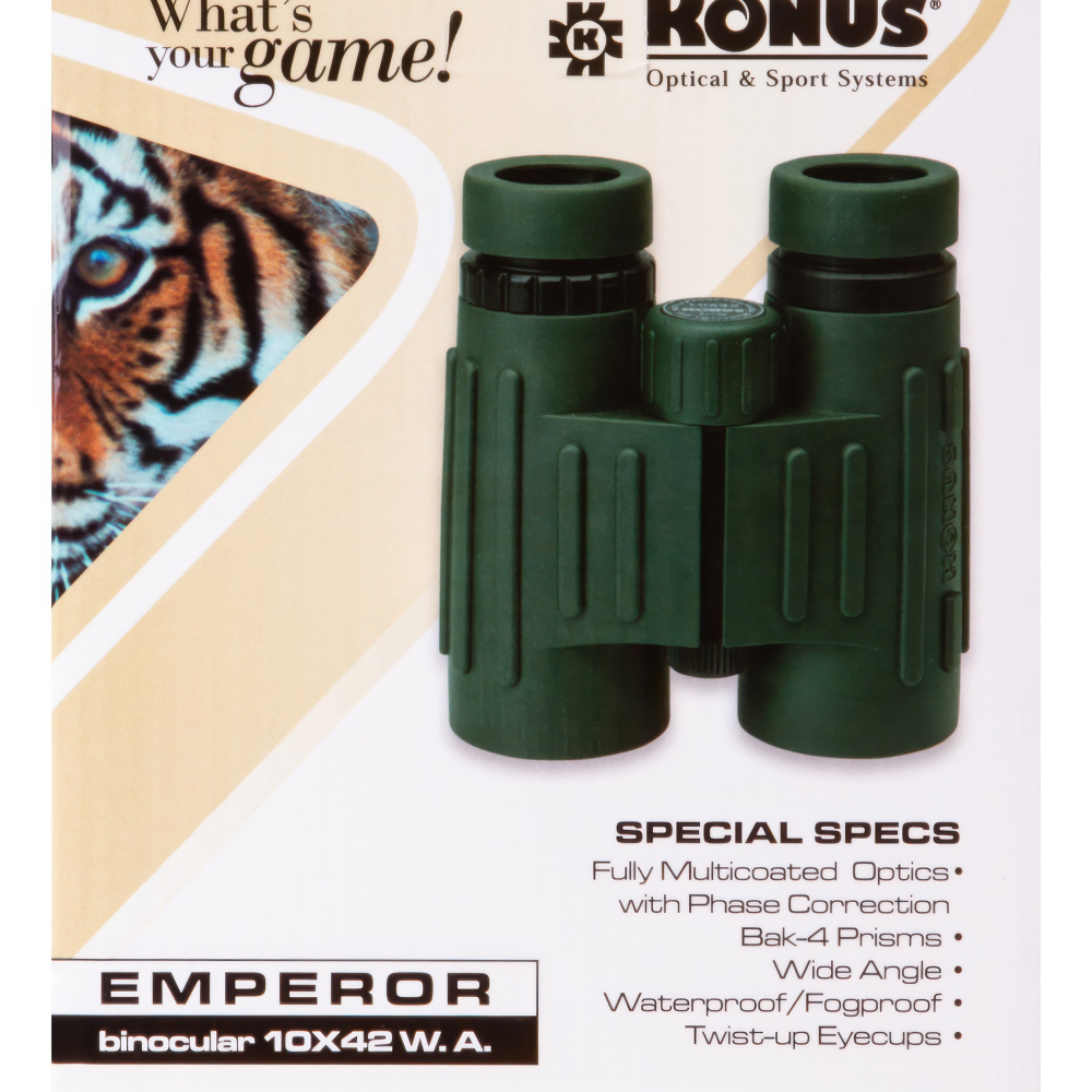 Бинокль Konus Emperor 10x42 WA Green — упаковка
