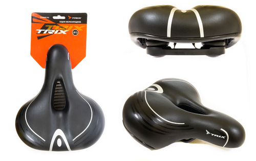 Седло TRIX комфорт 250x210 мм, эластомерное, с вентиляц., черное (20)