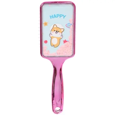 Расческа массажная зеркальная «Animals», милые корги, микс 4 цвета, 7*22 см (блистер Ultramarine)