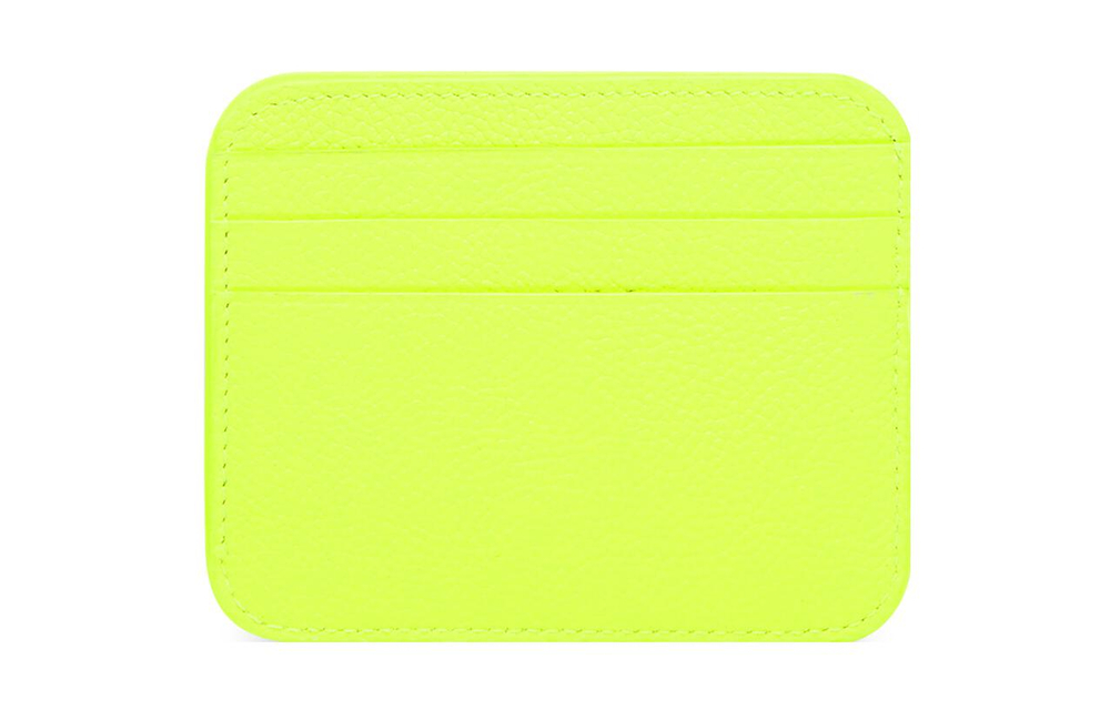 Balenciaga Grain Calfskin Card Holder Card Holder Women"s Neon Yellow