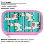 Пенал без наполнения ЮНЛАНДИЯ, 3 отделения, ламинированный картон, тканевый торец, 20х11см, "Ламы", 228111