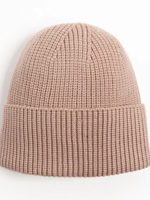 Шапка женская MINAKU с подворотом, размер 54-56, цвет бежевый