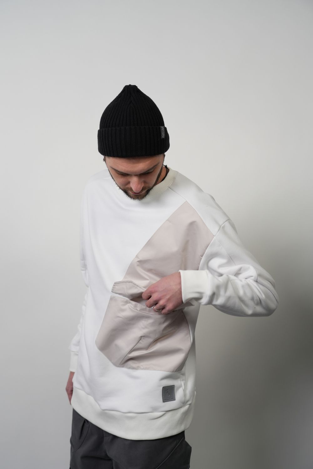 Толстовка White Crow Нейлон Карман Белая