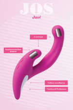 Розовый эргономичный вибратор для двойной стимуляции JOS JAVI - 22 см. (Цвет: розовый)
