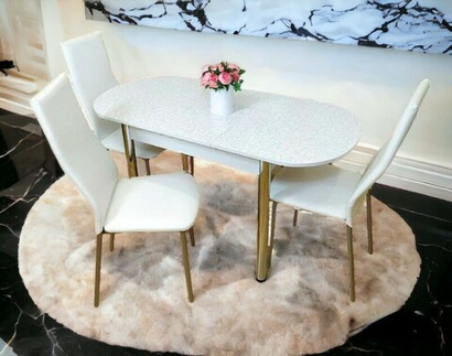 Обеденная группа стол кухонный со стульями NGVK Овал Белый и 3 стула Омега цвет Белый