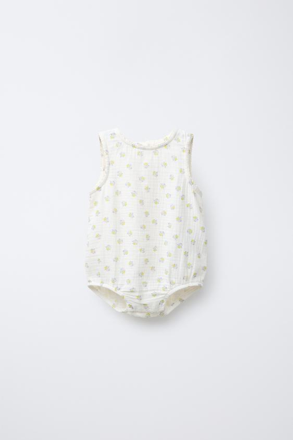 ZARA КОМБИНЕЗОН С ЦВЕТОЧНЫМ ПРИНТОМ, ЖЕЛТОВАТО-БЕЛЫЙ